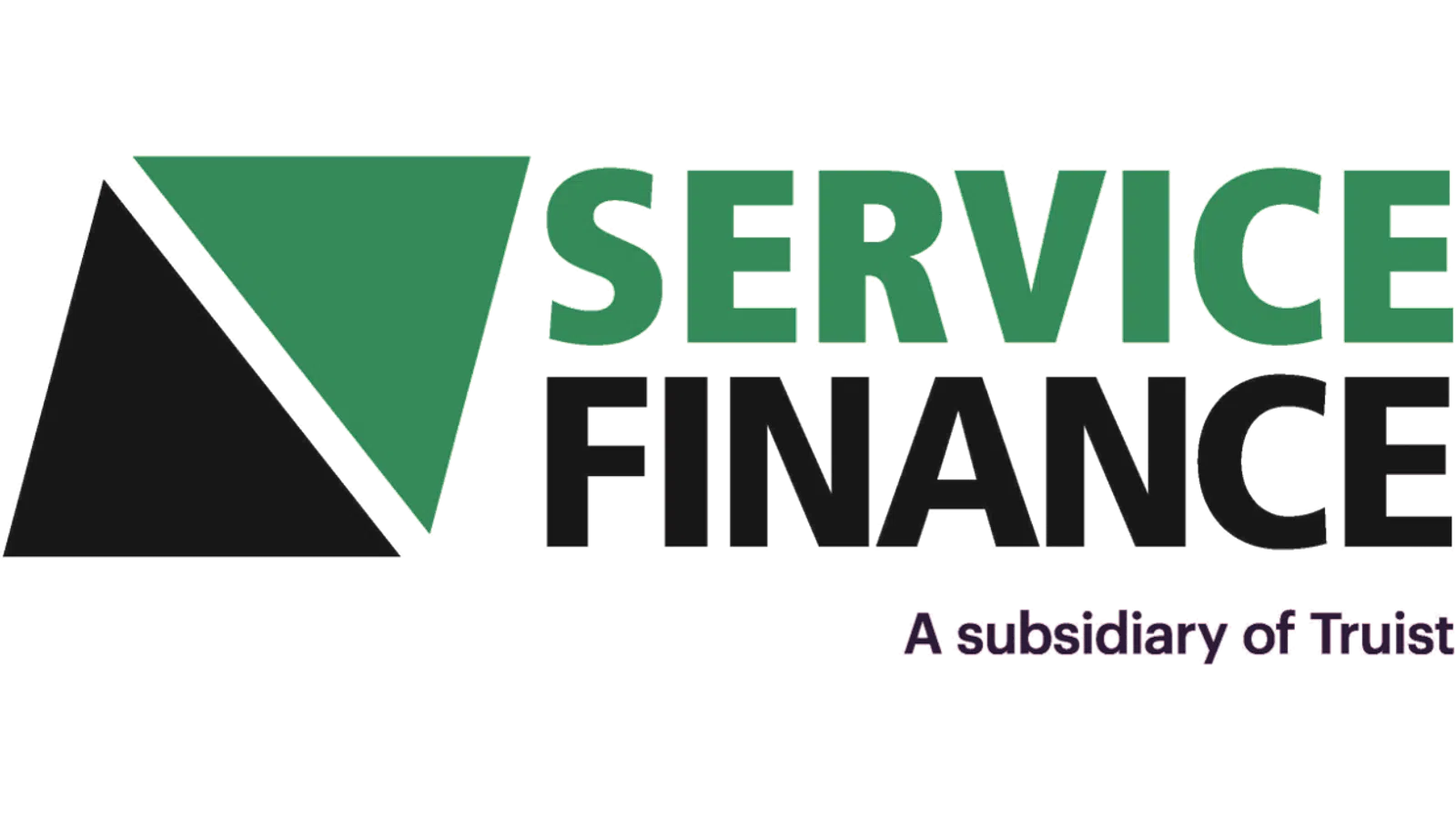 Service Finance logo with green and black triangles and bold text illustrating the company's name