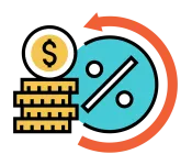 Graphic of percentage and money