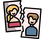 Graphic of man and woman on torn paper