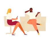 Graphic of therapist and patient