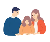 Graphic of father and mother sitting between child