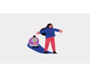 Graphic of mother standing in front of child