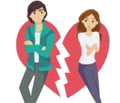 Graphic of man and woman breaking up