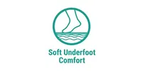 Icon of a foot stepping on a soft surface representing soft underfoot comfort in footwear.