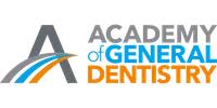 Academy of General Dentistry logo with stylized A and blue and orange text