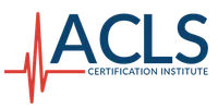 Logo of ACLS Certification Institute with a red heartbeat line and blue text.