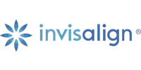 Invisalign logo with blue stylized flower icon and lowercase brand name in gradient blue text