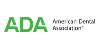 Green ADA initials next to American Dental Association text logo on white background