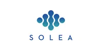 Blue abstract logo with symmetrical rounded shapes above the word SOLEA in capital letters.
