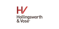 Logo of Hollingsworth & Vose with red HV symbol and company name in black text on white background