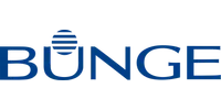 Bunge company logo featuring blue text with a striped circle above the letter U