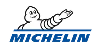 Michelin logo featuring the iconic Bibendum character with an extended arm above the brand name in blue.