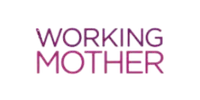 Stylized purple and pink text reading WORKING MOTHER on transparent background