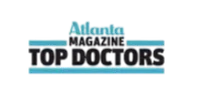 Atlanta Magazine Top Doctors logo with blue and black text on a transparent background