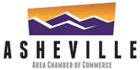 Asheville Area Chamber of Commerce logo with stylized orange and purple mountain design above text