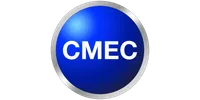 Blue circular logo with silver border and white uppercase letters CMEC in the center