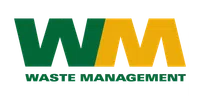 Waste Management logo with green W and yellow M on a transparent background
