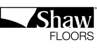White Shaw company logo with a stylized swoosh symbol on a black background