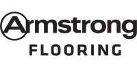 Black Armstrong Flooring logo with stylized A inside a circle and bold text on white background