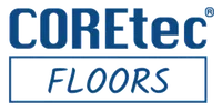 COREtec Floors logo with bold blue uppercase and script text inside a rectangular border