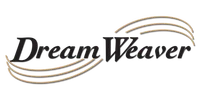 Dream Weaver logo with stylized flowing lines above and below the text on a transparent background