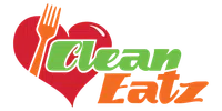Clean Eatz logo with a red heart and orange fork symbolizing healthy eating and nutrition