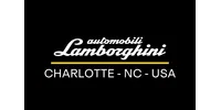 Lamborghini Automobili logo with Charlotte, NC, USA location text on black background.