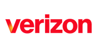 Verizon logo with bold red letters and an orange-yellow gradient on the letter V against a transparent background