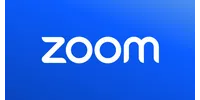 Zoom logo in white letters on a blue gradient background representing the video communication platform.
