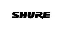 Black SHURE logo text on a white background representing the audio equipment brand.