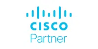 Cisco Partner logo in blue with stylized signal bars over the brand name on a white background