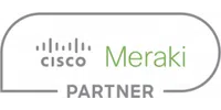 Cisco Meraki Partner logo with stylized network bars and green text on a white background.