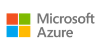 Microsoft Azure logo with four colored squares and gray text on white background