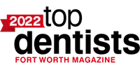 2022 Best of Fort Worth Magazine award logo in red and black colors with a ribbon design