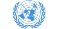 United Nations logo featuring olive branches and a world map in blue.