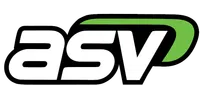 ASV company logo with white bold letters and a green swoosh detail on a transparent background.
