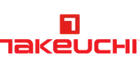 Takeuchi logo with red stylized text and square icon with white corner on a transparent background