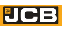 JCB logo with bold white letters on a black rectangle background and a small yellow square with stylized letters.