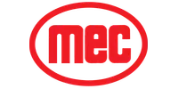 Red MEC logo with bold lowercase letters inside a red oval shape on transparent background.