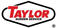 Taylor Sudden Service logo with bold red and black text inside a white and black outlined hexagonal shape.