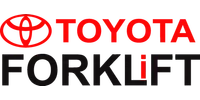 Toyota Forklift logo with red and black text and a red stylized emblem on a transparent background
