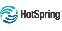 HotSpring logo with blue circular waves symbol and black text on white background