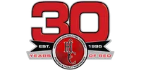 30 years logo for Harrison Contracting Company with red and black colors celebrating since 1995