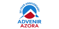 Advenir Azora 30 Year Anniversary logo with blue and red geometric shapes and bold text
