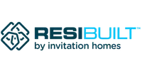 RESIBUILT by Invitation Homes logo with stylized home icon in blue and black text on transparent background