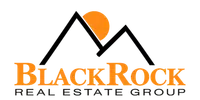 BlackRock Real Estate Group logo with stylized mountain peaks and an orange sun above the text.