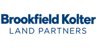 Brookfield Kolter Land Partners logo with bold blue text on a transparent background.