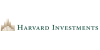 Harvard Investments logo featuring a stylized gold building icon and dark green text on a white background