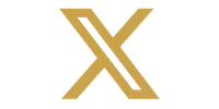 Gold stylized letter X logo with sharp angles on a transparent background