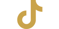 Golden TikTok logo icon with transparent background representing social media and video sharing app.